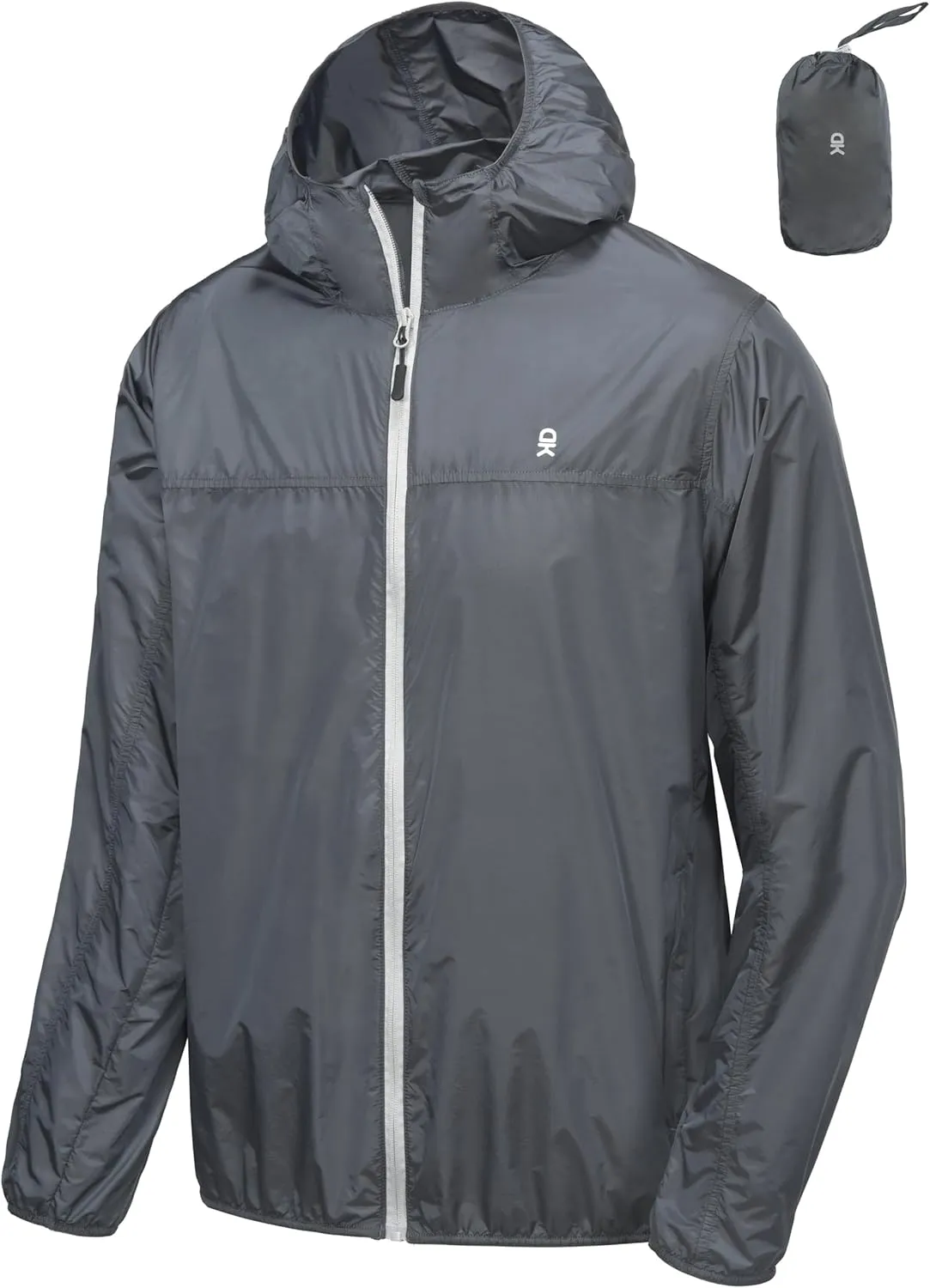 Little Donkey Andy Men's Lightweight Packable Sun Protection Jacket Quick Dry Full Zip Hooded Windbreaker for Hiking