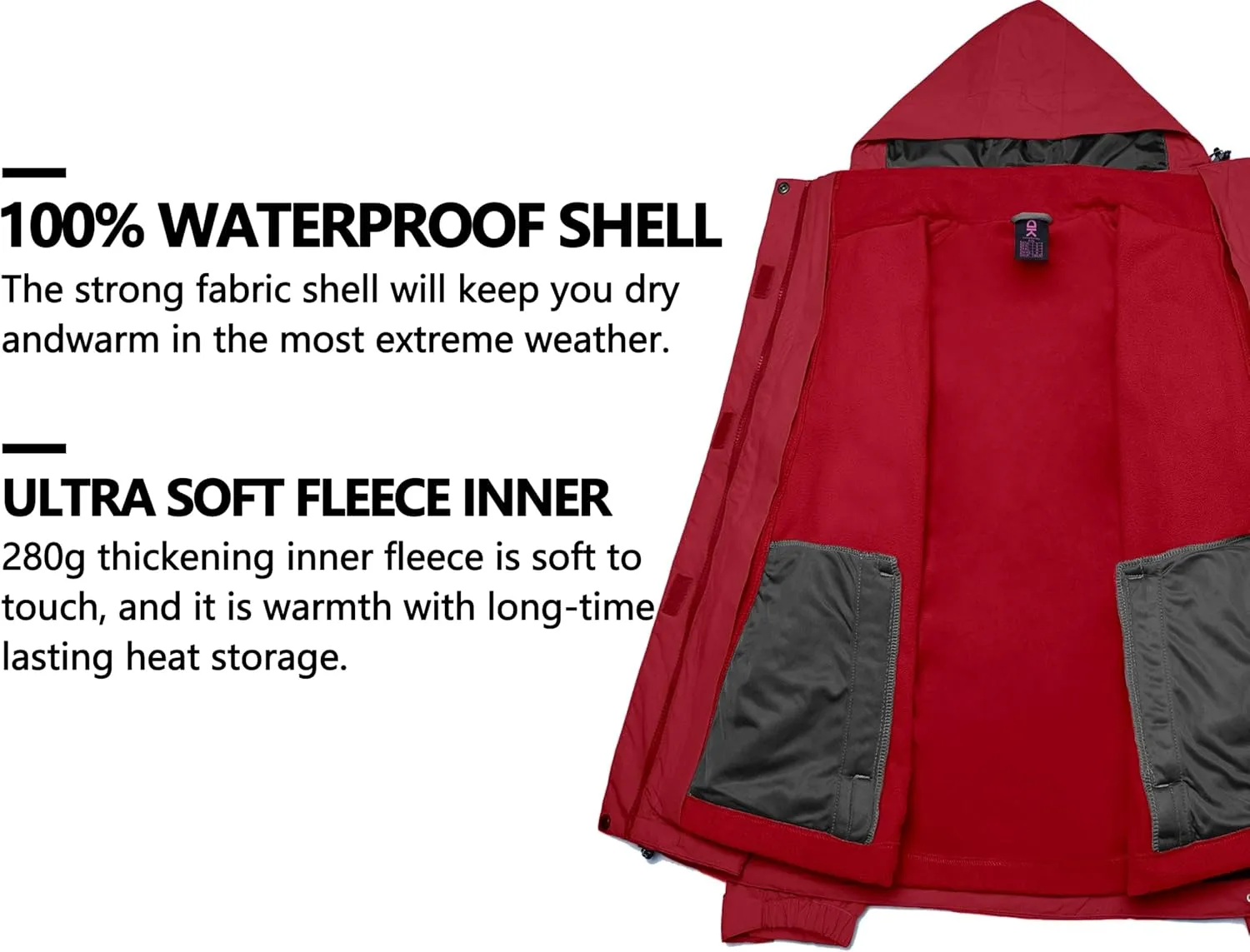Little Donkey Andy Women's 3 in 1 Winter Ski Jacket Warm Fleece Liner Jacket Waterproof Windproof Snow Coat & Detachable Hood