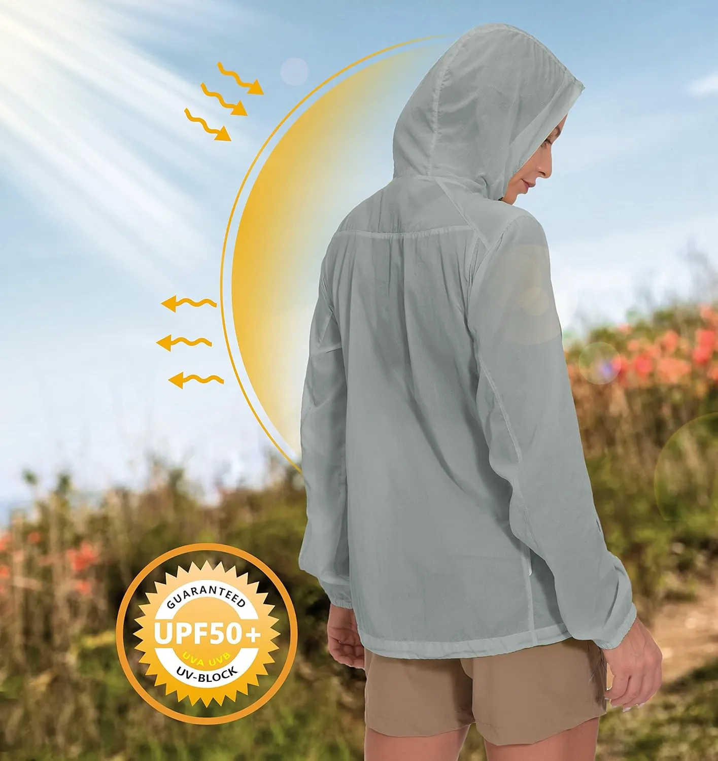 Little Donkey Andy Women's Full Zip Sun Protection Hoodie Jacket Long Sleeve Shirt Running Hiking Golf Water Repellent UPF50