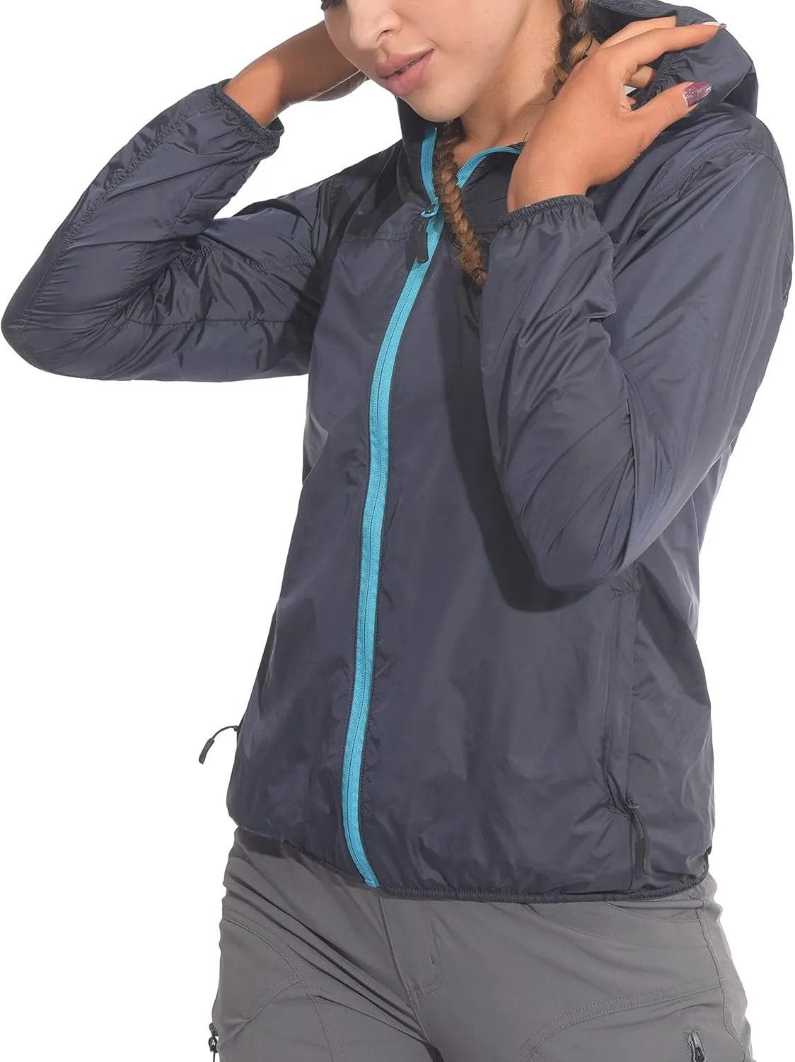 Little Donkey Andy Women's Packable Lightweight Running Jacket Water Resistant Hooded Windbreaker for Hiking Cycling Camping