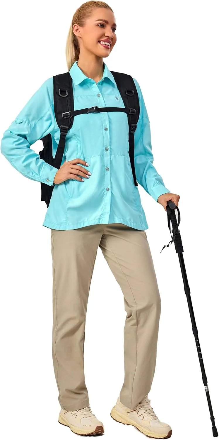 Little Donkey Andy Women's UV Sun Protection Safari Fishing Shirts, Long Sleeve Outdoor Shirt for Hiking Gardening