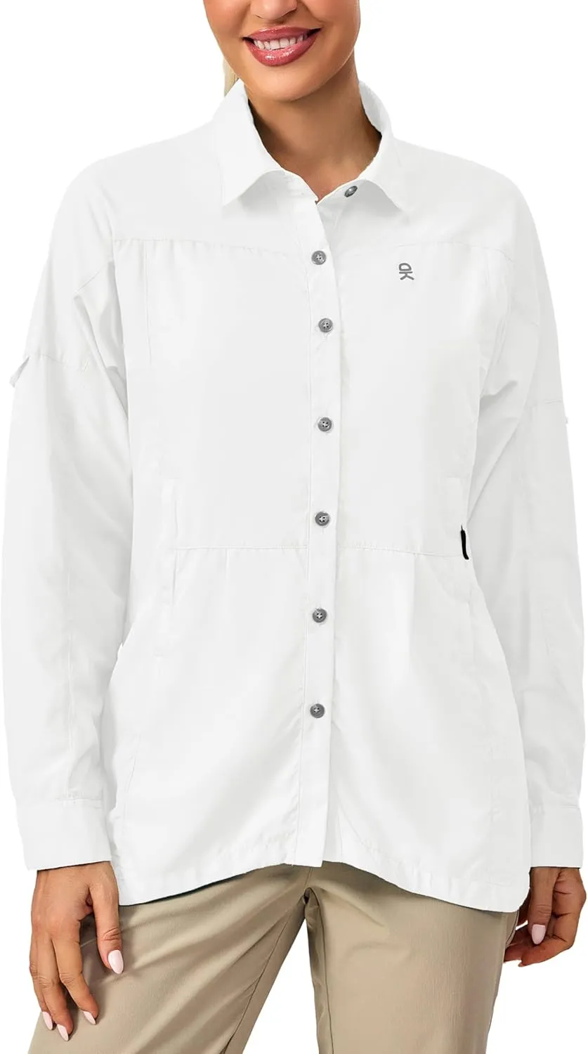 Little Donkey Andy Women's UV Sun Protection Safari Fishing Shirts, Long Sleeve Outdoor Shirt for Hiking Gardening