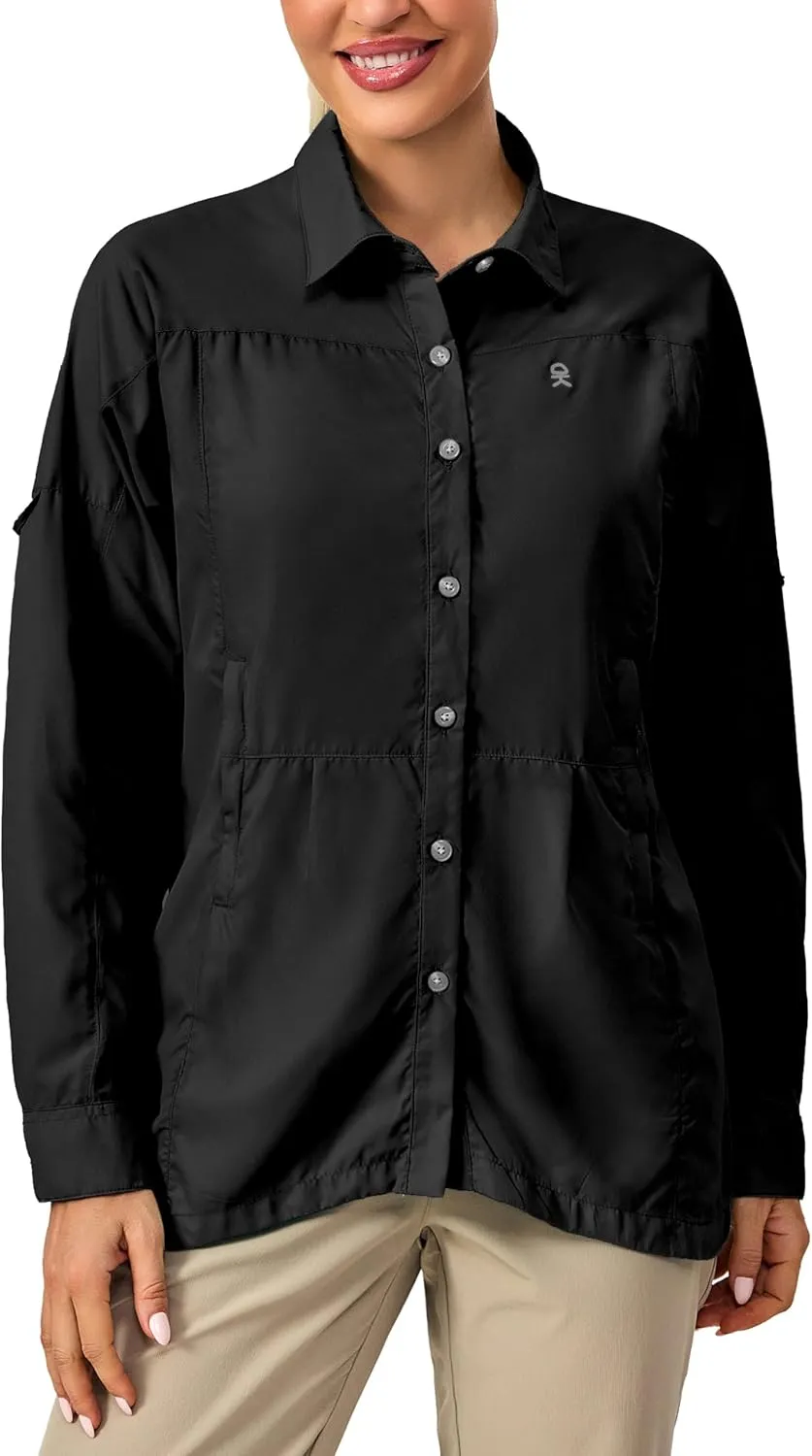 Little Donkey Andy Women's UV Sun Protection Safari Fishing Shirts, Long Sleeve Outdoor Shirt for Hiking Gardening