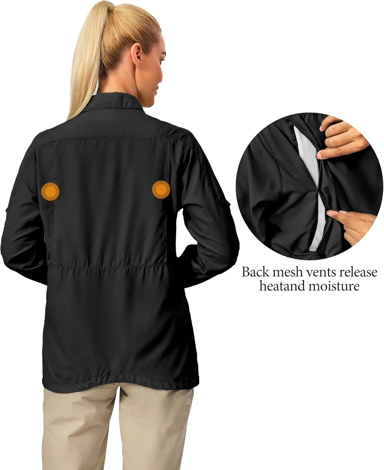 Little Donkey Andy Women's UV Sun Protection Safari Fishing Shirts, Long Sleeve Outdoor Shirt for Hiking Gardening