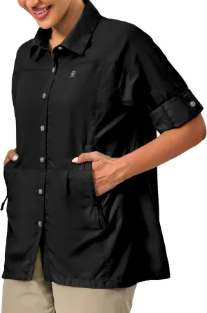 Little Donkey Andy Women's UV Sun Protection Safari Fishing Shirts, Long Sleeve Outdoor Shirt for Hiking Gardening