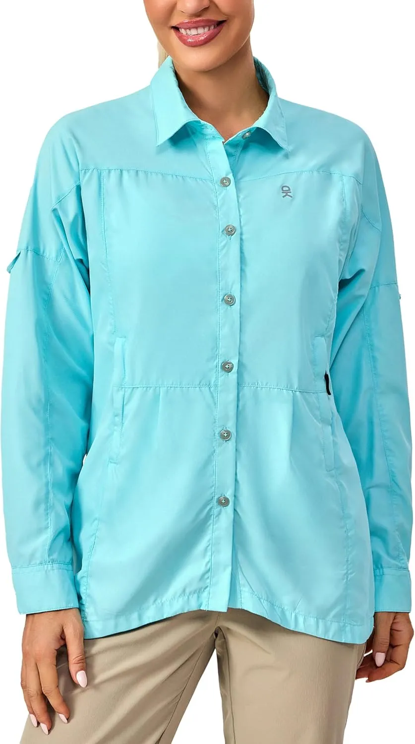 Little Donkey Andy Women's UV Sun Protection Safari Fishing Shirts, Long Sleeve Outdoor Shirt for Hiking Gardening