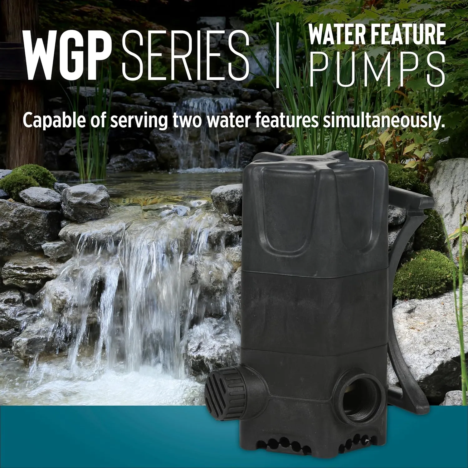 Little Giant WGP-95-PW 115 Volt, 4280 GPH Dual Discharge Direct Drive Submersible Waterfall and Pond Pump, Black, 566407