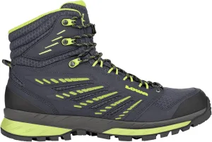 LOWA Mens Trek Evo GTX Mid Textile Synthetic Navy Lime Boots 12 US