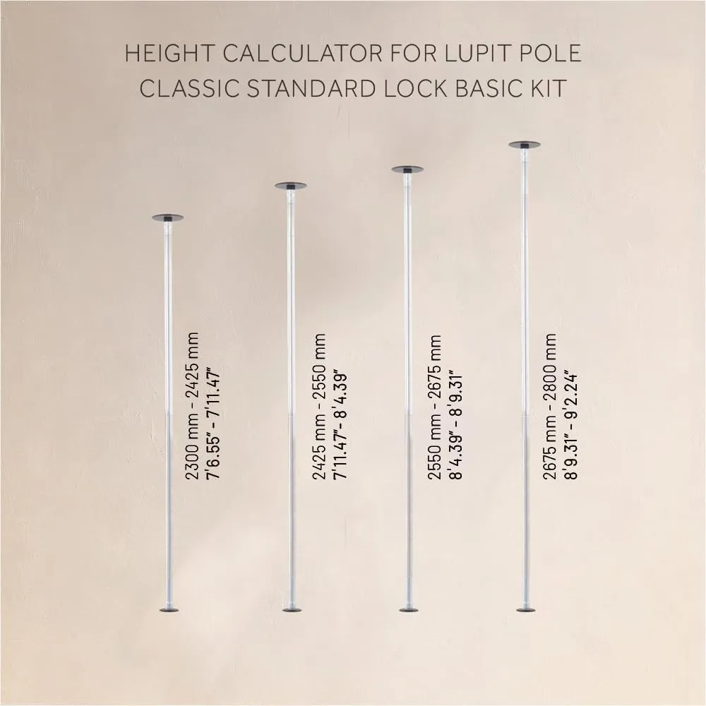 LUPIT POLE Classic G2 Standard Lock - Portable Dance Pole for Home - Spinning and Static Mode - Professional Pole Dancing Pole for Apartment, Club, Party, Pub - Easy Installation - No Drilling