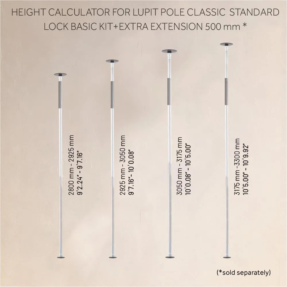 LUPIT POLE Classic G2 Standard Lock - Portable Dance Pole for Home - Spinning and Static Mode - Professional Pole Dancing Pole for Apartment, Club, Party, Pub - Easy Installation - No Drilling