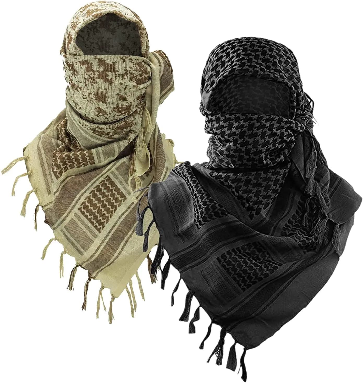 Luxns Military Shemagh Tactical Desert Scarf / 100% Cotton Keffiyeh Scarf Wrap for Men And Women