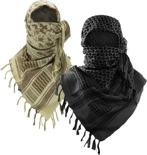 Luxns Military Shemagh Tactical Desert Scarf / 100% Cotton Keffiyeh Scarf Wrap for Men And Women
