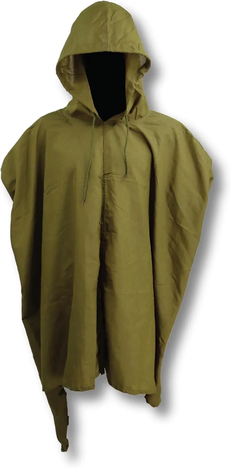 M MCGUIRE GEAR German Style Poncho, Hooded Heavy Weight Cotton Outdoor Coat, Winter Hunting (US, Alpha, One Size, Regular, Regular, OD Green)