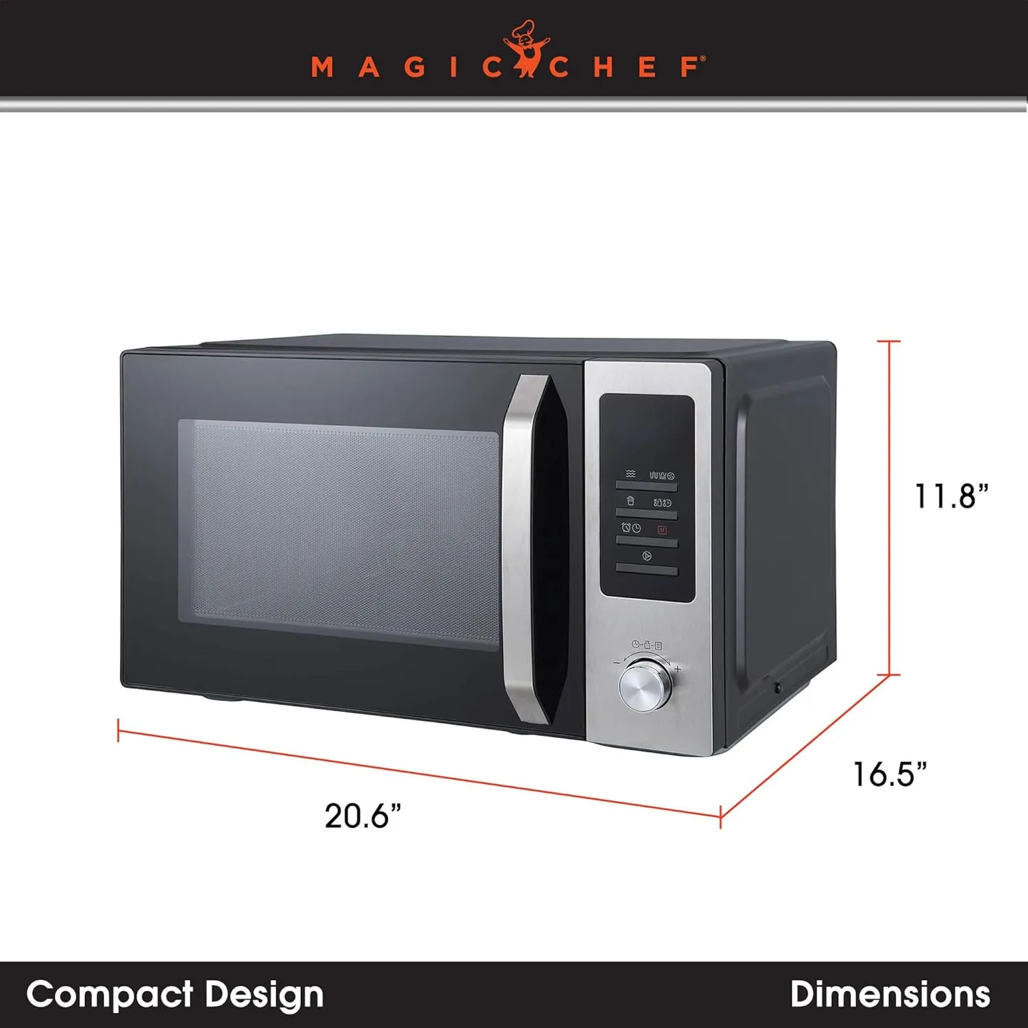 Magic Chef 1.0 Cubic Feet Stainless Countertop Microwave and Air Fryer, 10 Power Levels, Included Air Frying Rack, Crisper Tray, and Grill Rack, Black