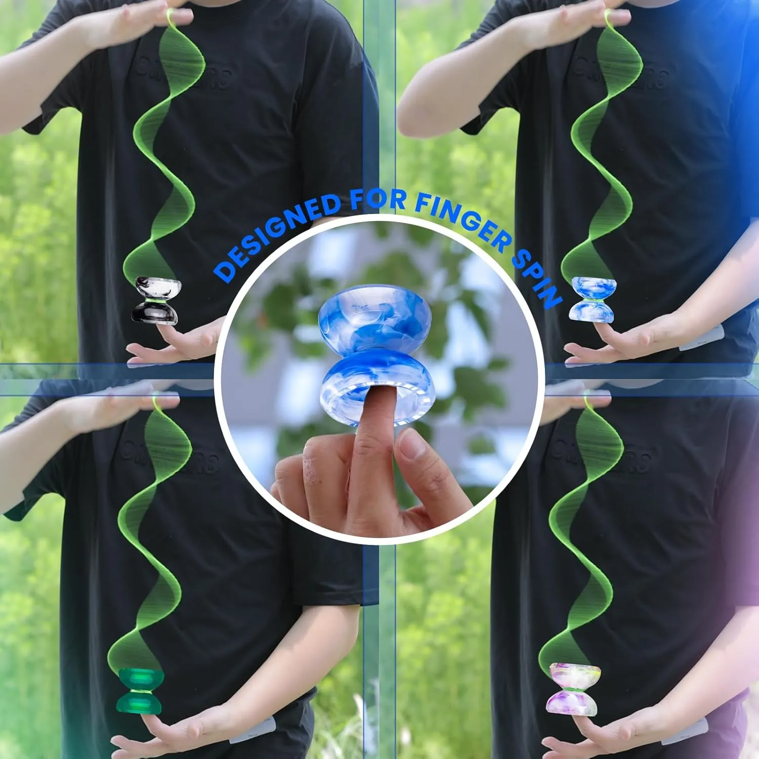 MAGICYOYO Crystal YoYo K3 Aurora-p, Responsive Yoyo for Kids, Pro Finger Spin Trick Yo yo for Advanced, with Unresponsive Yoyo Bearing with 12 Yoyo Strings   Square Yo-yo Ball Bag (Dark Green)