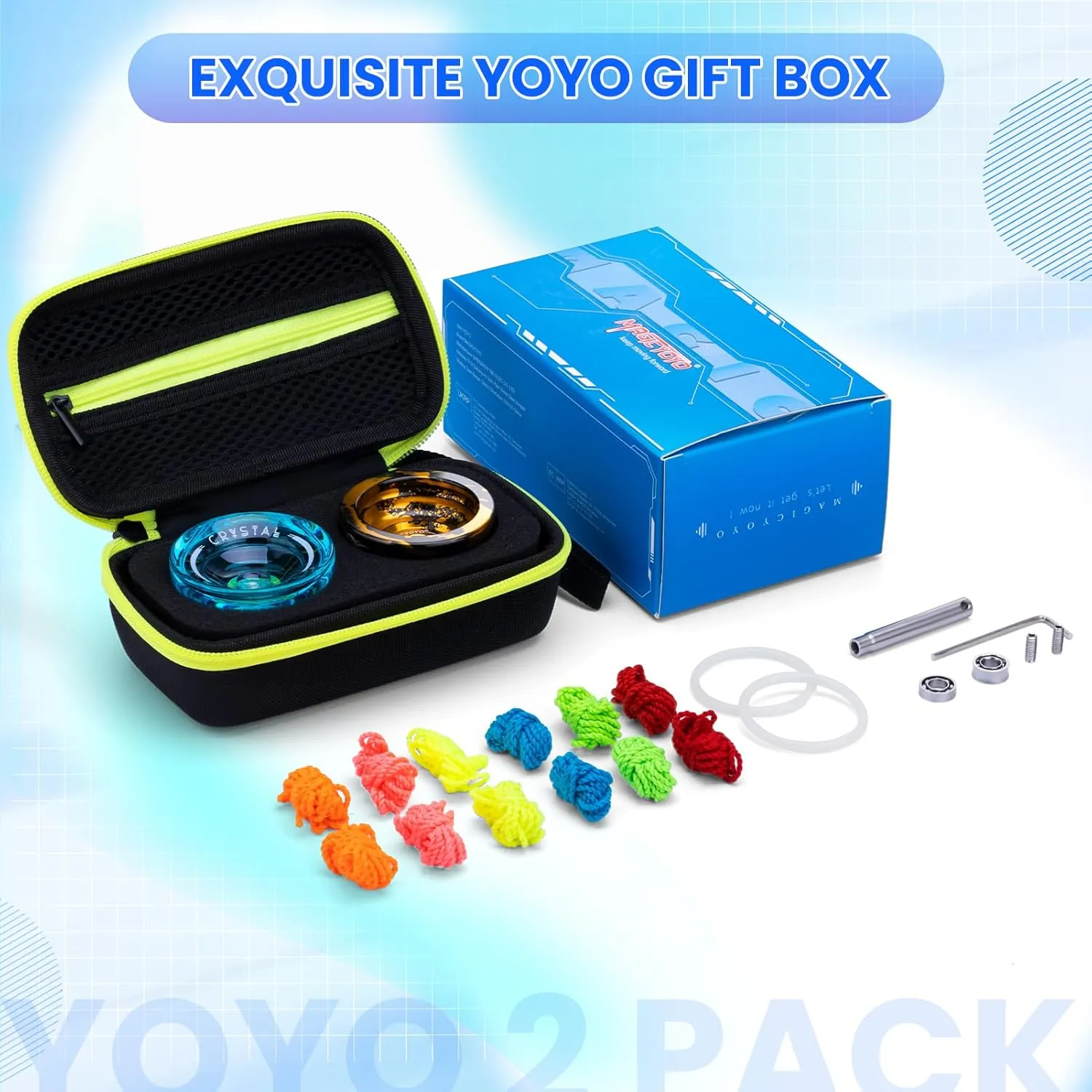 MAGICYOYO Professional YoYo for Kids, Pack of 2 Yoyos, Unresponsive Yoyo N11 and Responsive Yoyo K2, Dual Purpose Yo-yo for Beginner/Advanced, Extra 12 Yo-yo Strings   Case Bag   Bearing Kit