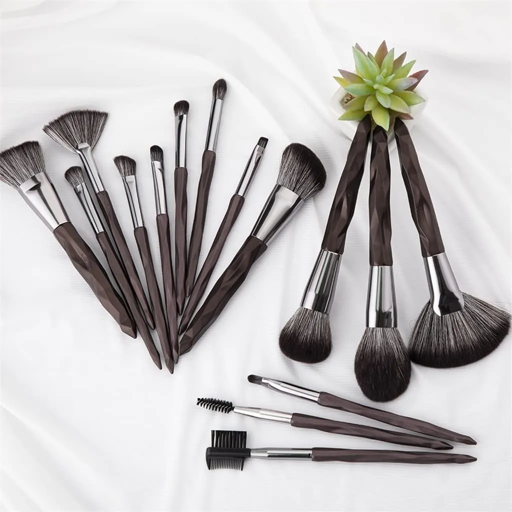 Makeup Brushes Set Professional 15pcs Kit Large Loose Powder High Gloss Eyeshadow Foundation Contour(Color:Roze)