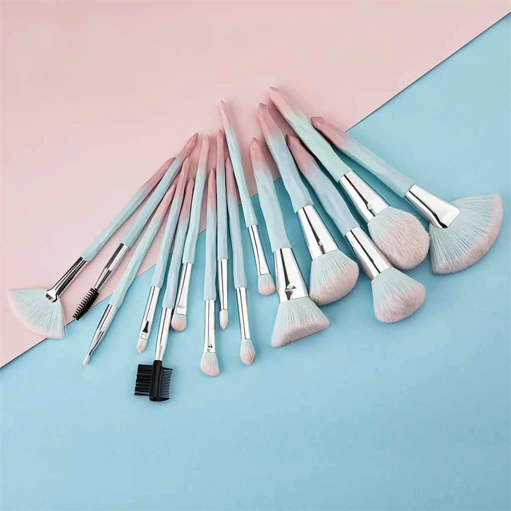Makeup Brushes Set Professional 15pcs Kit Large Loose Powder High Gloss Eyeshadow Foundation Contour(Color:Roze)