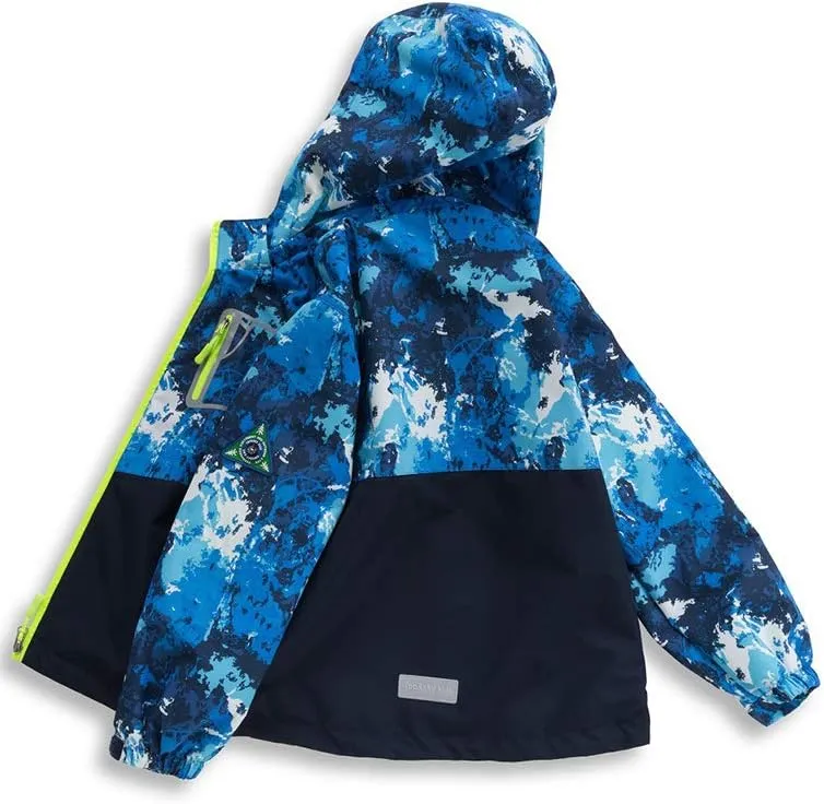 Mallimoda Boys Girls Rain Jacket Lightweight Raincoats Waterproof Hooded Windbreaker for Kids