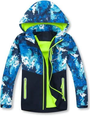 Mallimoda Boys Girls Rain Jacket Lightweight Raincoats Waterproof Hooded Windbreaker for Kids