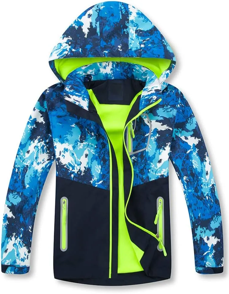 Mallimoda Boys Girls Rain Jacket Lightweight Raincoats Waterproof Hooded Windbreaker for Kids