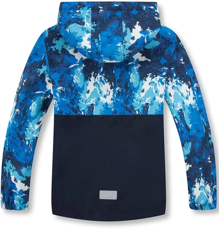 Mallimoda Boys Girls Rain Jacket Lightweight Raincoats Waterproof Hooded Windbreaker for Kids