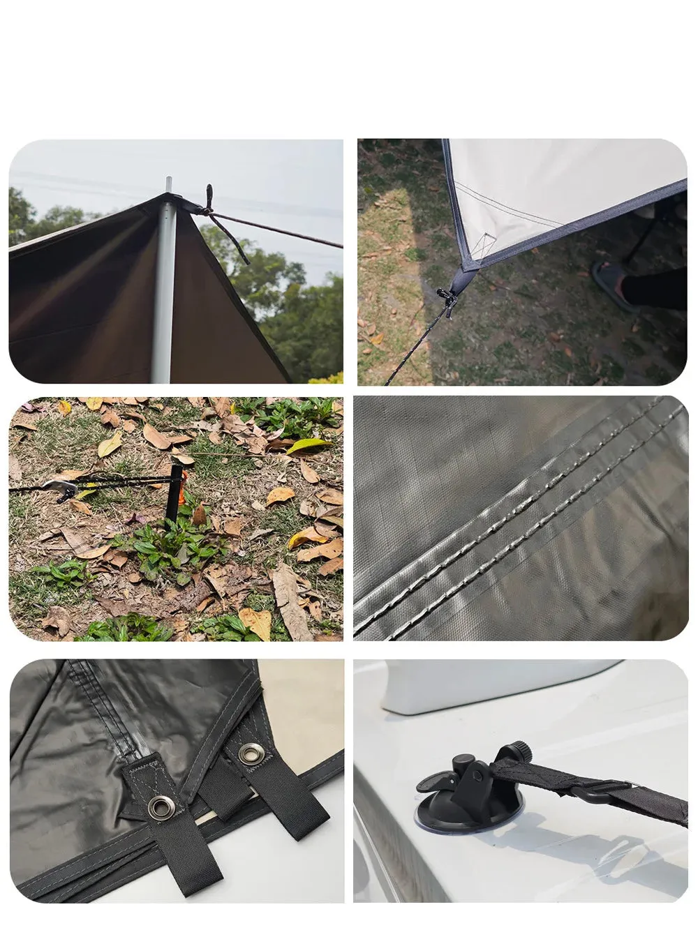 Manta Ray Car Side Awning Black Coating Tarp
