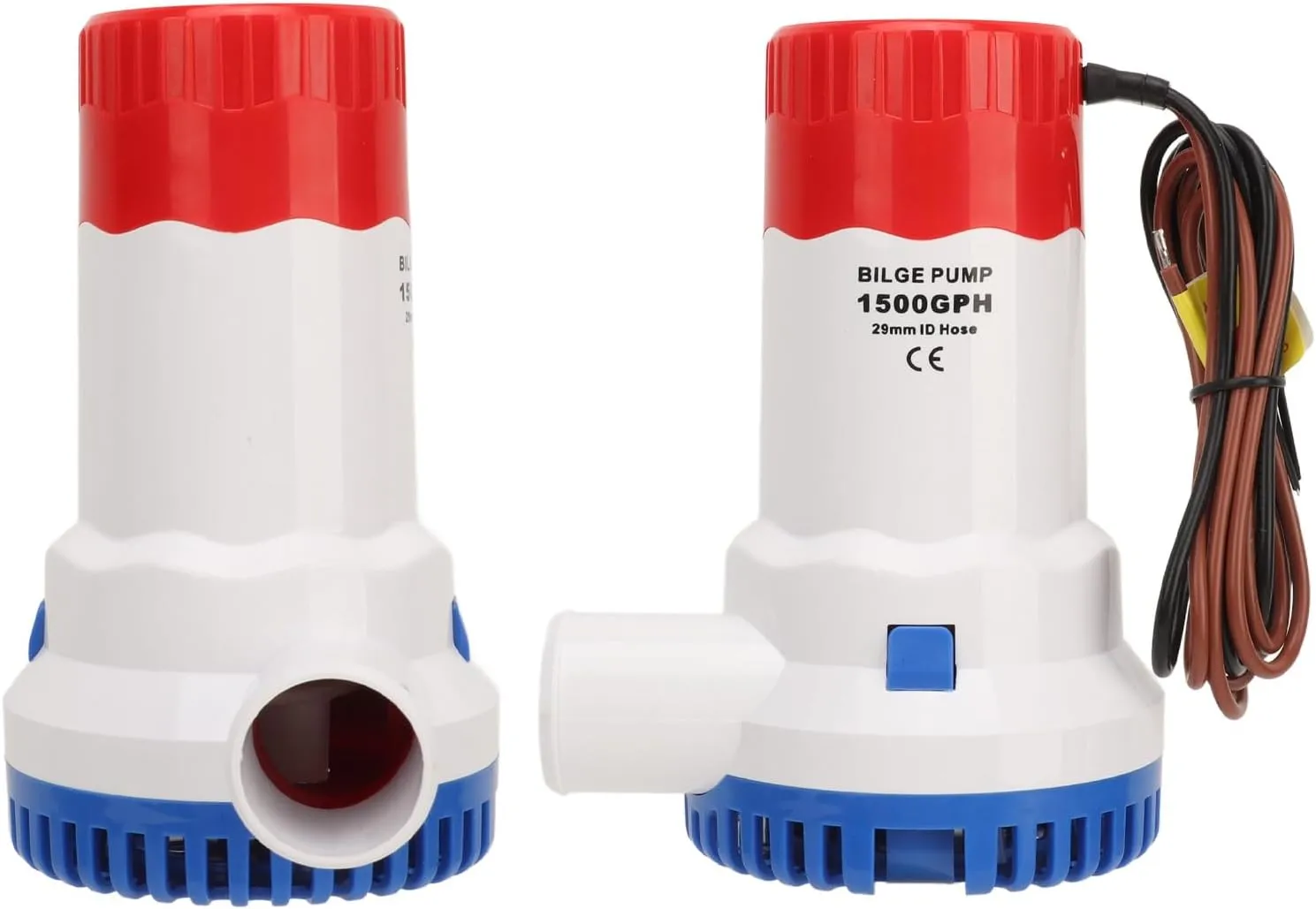 Marine Bilge Pump, Bilge Pump Water Cooled Motor Plastic 1500GPH for Ponds (12V)