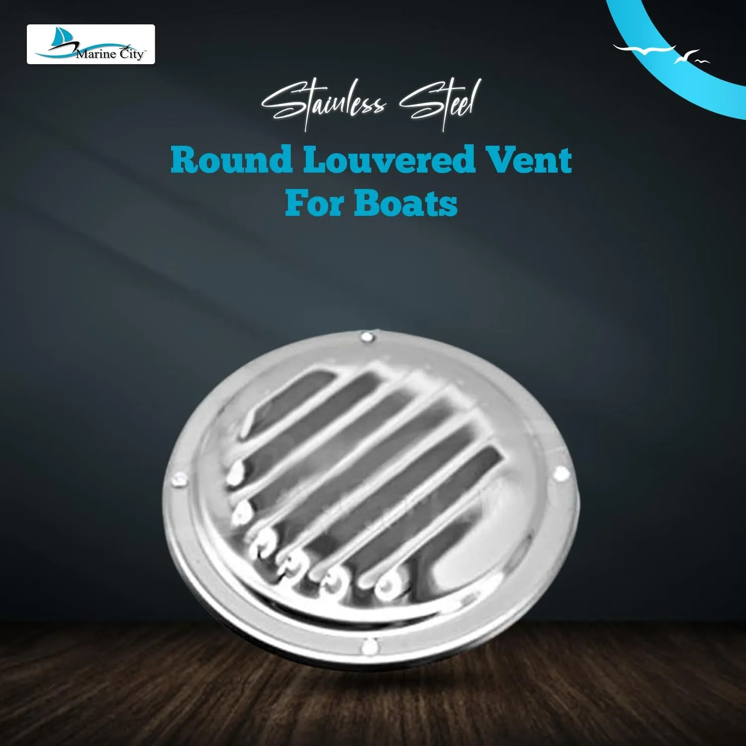 MARINE CITY Round Louvered Vent, 304 Grade Stainless Steel, Durable and Weather-Resistant, for Kitchen, Bathroom, Study Room, Roofing, Soffit Vents, Yachts, Caravan