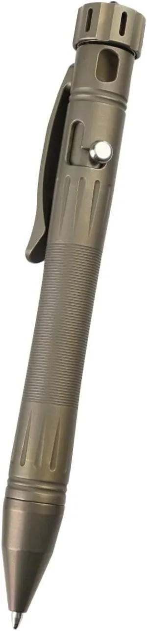 MecArmy TPX12 Mini Titanium Bolt Action Tactical Pen with Replaceable Refill, EDC Tactical Pen with Stress-Relief Spinner Tail for Office Outdoor Lightweight for Daily Carry (Titanium Bronze)