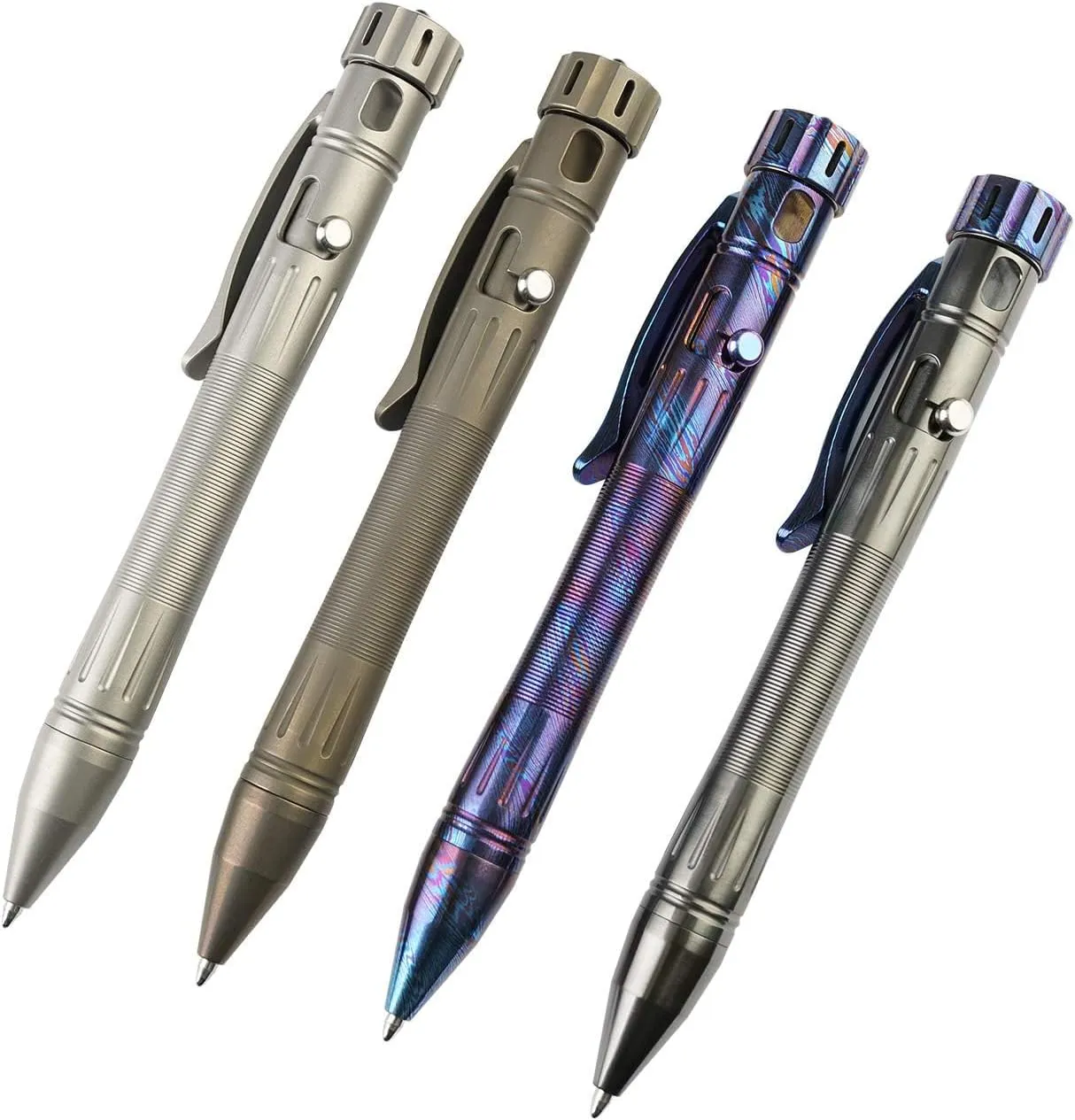 MecArmy TPX12 Mini Titanium Bolt Action Tactical Pen with Replaceable Refill, EDC Tactical Pen with Stress-Relief Spinner Tail for Office Outdoor Lightweight for Daily Carry (Titanium Bronze)