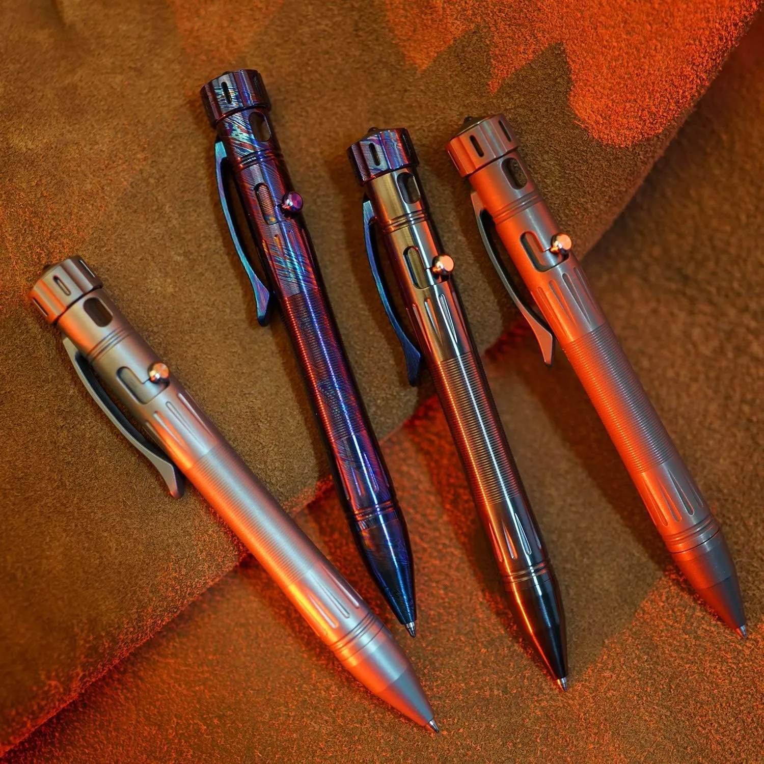 MecArmy TPX12 Mini Titanium Bolt Action Tactical Pen with Replaceable Refill, EDC Tactical Pen with Stress-Relief Spinner Tail for Office Outdoor Lightweight for Daily Carry (Titanium Bronze)