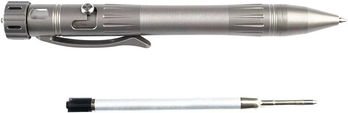MecArmy TPX12 Mini Titanium Bolt Action Tactical Pen with Replaceable Refill, EDC Tactical Pen with Stress-Relief Spinner Tail for Office Outdoor Lightweight for Daily Carry (Titanium Bronze)