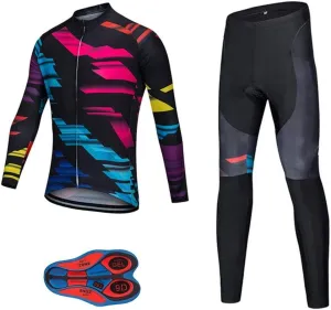 Men Cycling Jersey Set Long Sleeve Pro Cycling Clothes Riding Quick Dry Jacket   Cycling Bib with 9D Pad - Bike Clothing Kit