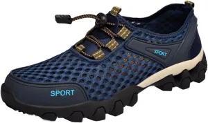 Men Summer Mesh Breathable Hiking Shoes Comfortable Walking Shoes Outdoor Travel Shoes Fashion Casual Sneaker Laces Mens