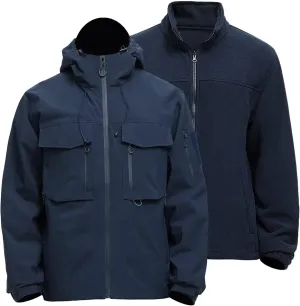 Men's 3 in 1 Waterproof Winter Ski Jackets Warm Windbreaker Snow Rain Coat Thermal Fleece Liner Hood