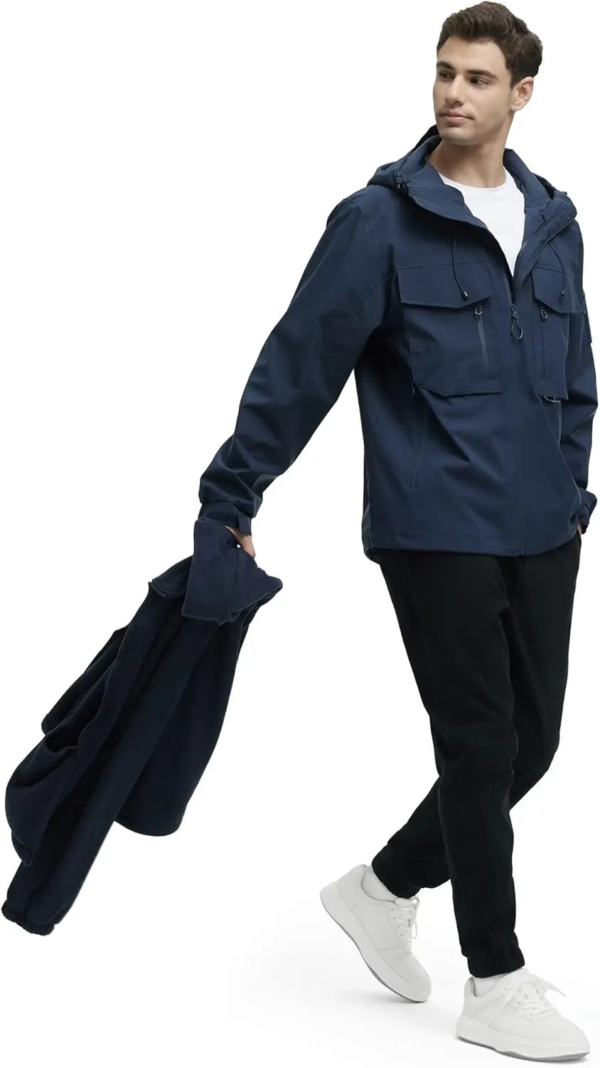 Men's 3 in 1 Waterproof Winter Ski Jackets Warm Windbreaker Snow Rain Coat Thermal Fleece Liner Hood