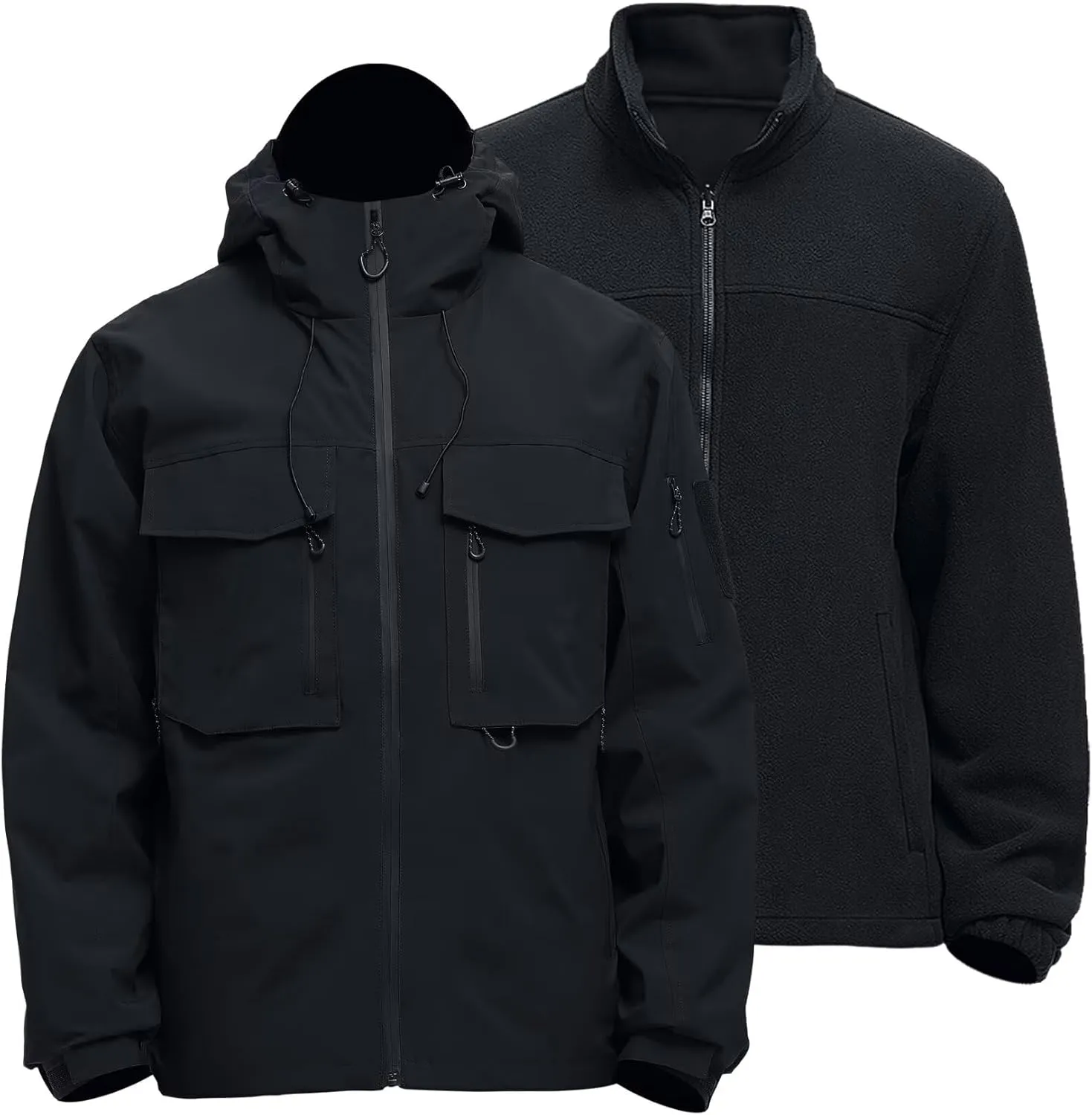Men's 3 in 1 Waterproof Winter Ski Jackets Warm Windbreaker Snow Rain Coat Thermal Fleece Liner Hood