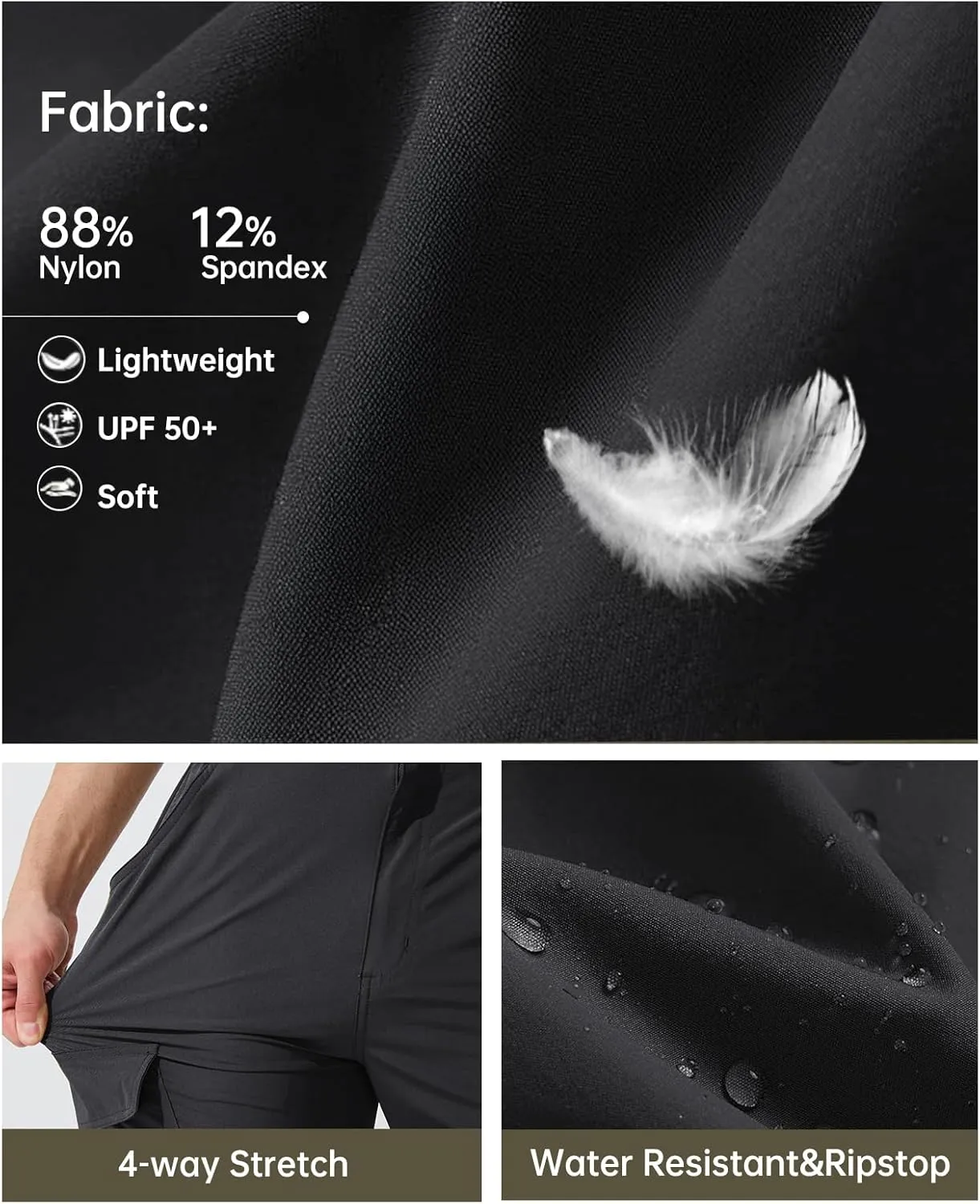 Men's Cargo Hiking Work Pants with 6 Pockets Lightweight Water Resistant Quick Dry Tactical Pants