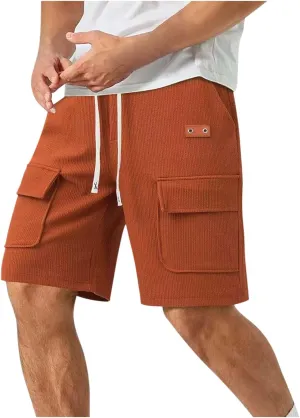 Mens Casual Summer Shorts Cargo Design Lightweight Stretch Waist Multi Pocket Outdoor Lounge Wear