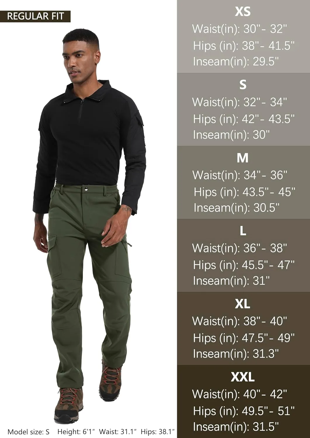 Men's Fleece Lined Outdoor Hiking Pants Waterproof Softshell Insulated Snow Ski Winter Camping Fishing Pants