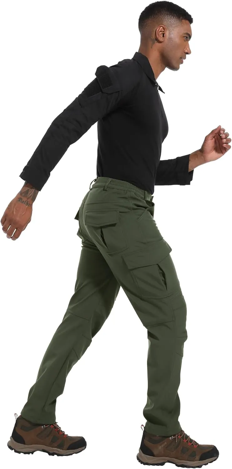 Men's Fleece Lined Outdoor Hiking Pants Waterproof Softshell Insulated Snow Ski Winter Camping Fishing Pants