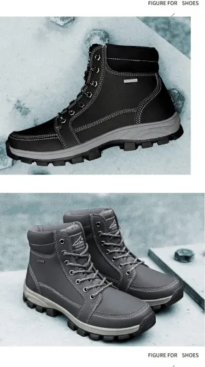 Men's Hiking Boots Warm Lining Snow Boot,Outdoor Non-slip Waterproof Good Arch Comfort Mid Top Ankle Boot