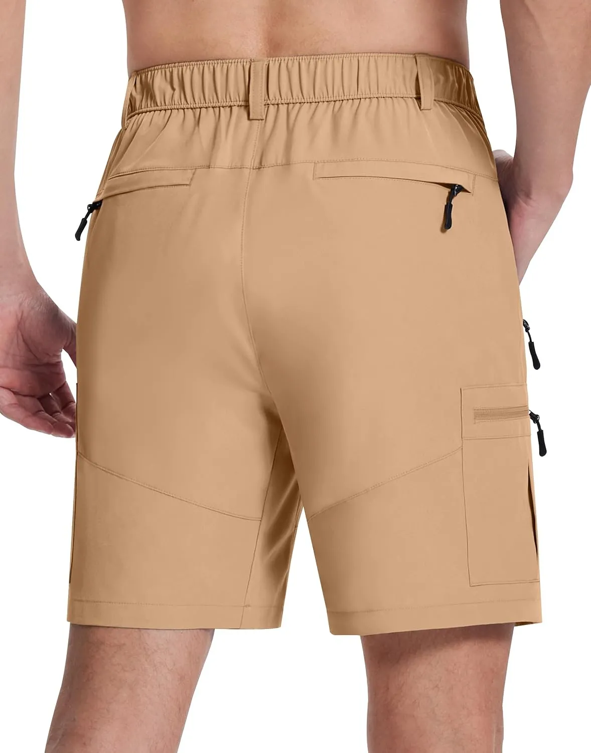 Mens Hiking Cargo Shorts with 6 Zipper Pockets 9" Quick-Dry Lightweight Short for Golf Casual Fishing