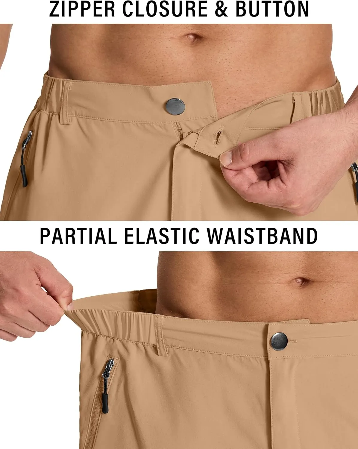 Mens Hiking Cargo Shorts with 6 Zipper Pockets 9" Quick-Dry Lightweight Short for Golf Casual Fishing