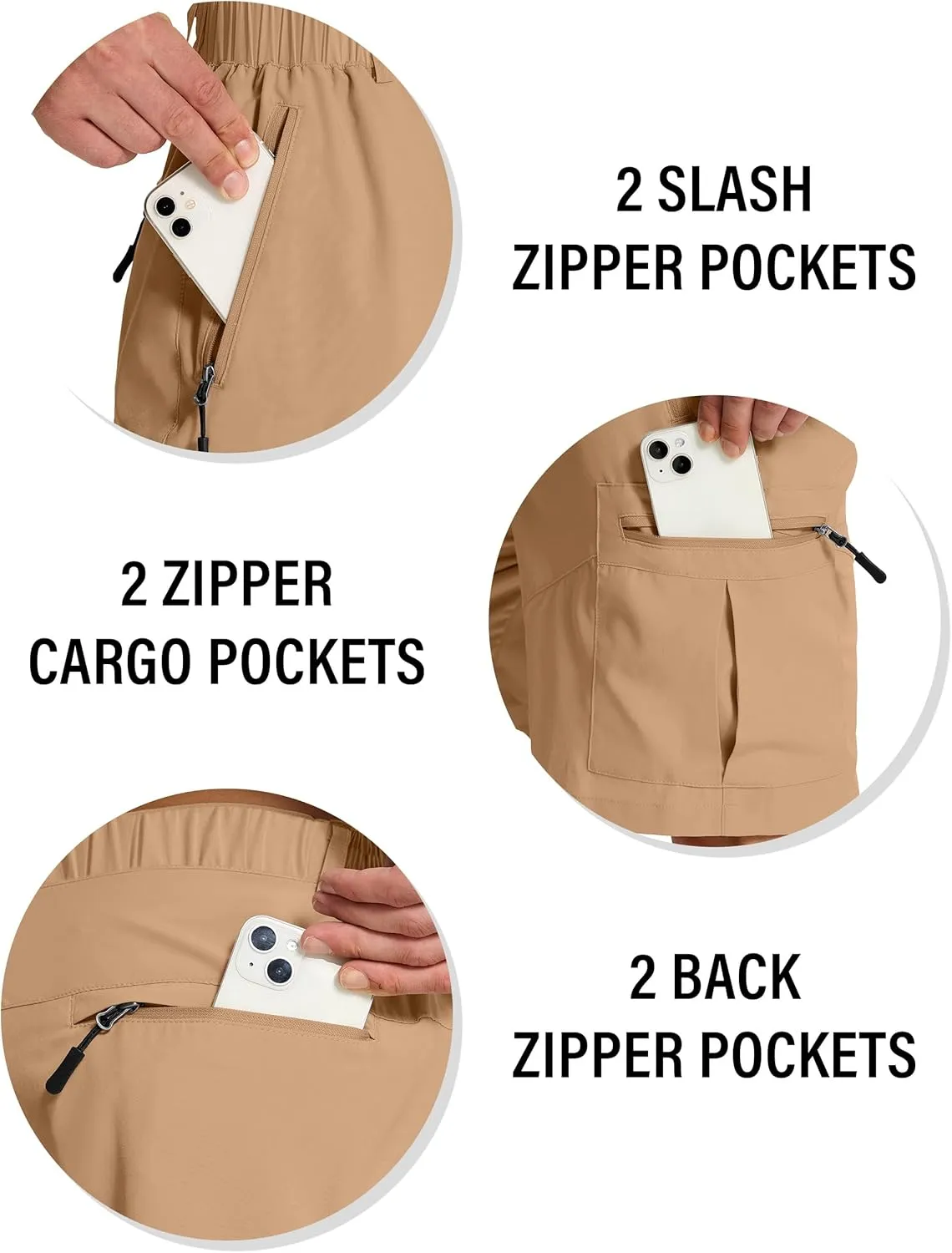 Mens Hiking Cargo Shorts with 6 Zipper Pockets 9" Quick-Dry Lightweight Short for Golf Casual Fishing