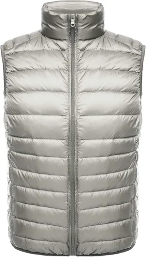 Men's Lightweight Puffer Vest Packable Warm Quilted Sleeveless Jacket Coats Waterproof Plain Outerwear for Work