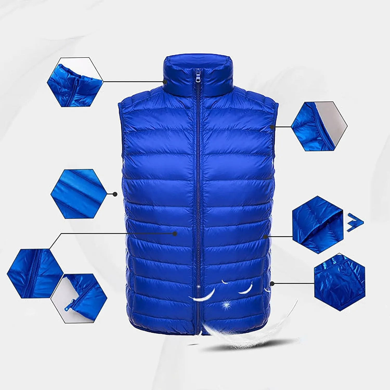 Men's Lightweight Puffer Vest Packable Warm Quilted Sleeveless Jacket Coats Waterproof Plain Outerwear for Work