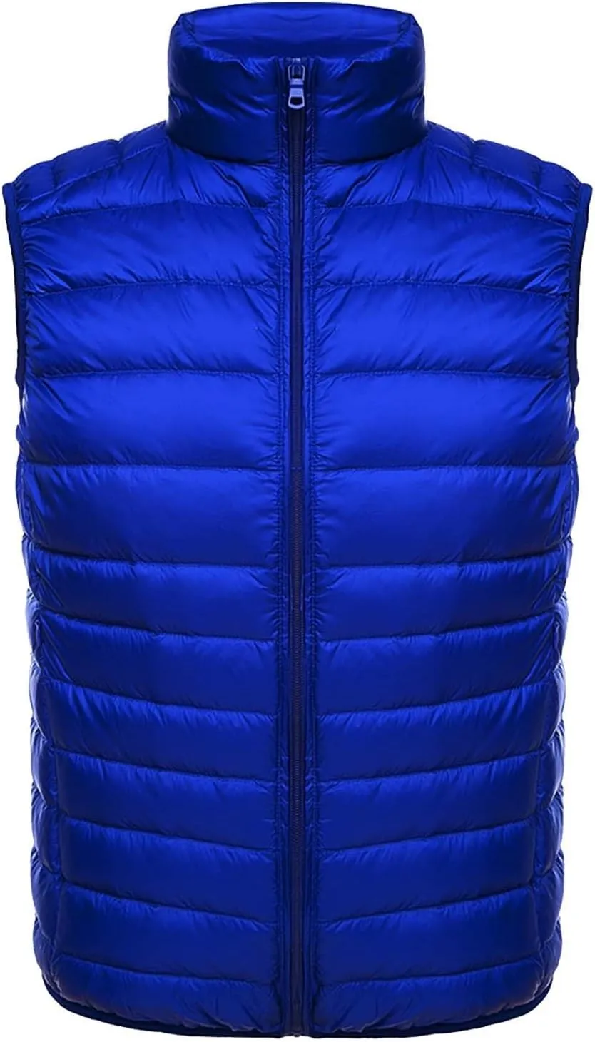 Men's Lightweight Puffer Vest Packable Warm Quilted Sleeveless Jacket Coats Waterproof Plain Outerwear for Work