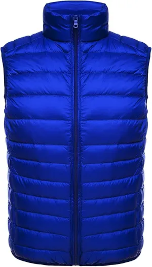 Men's Lightweight Puffer Vest Packable Warm Quilted Sleeveless Jacket Coats Waterproof Plain Outerwear for Work